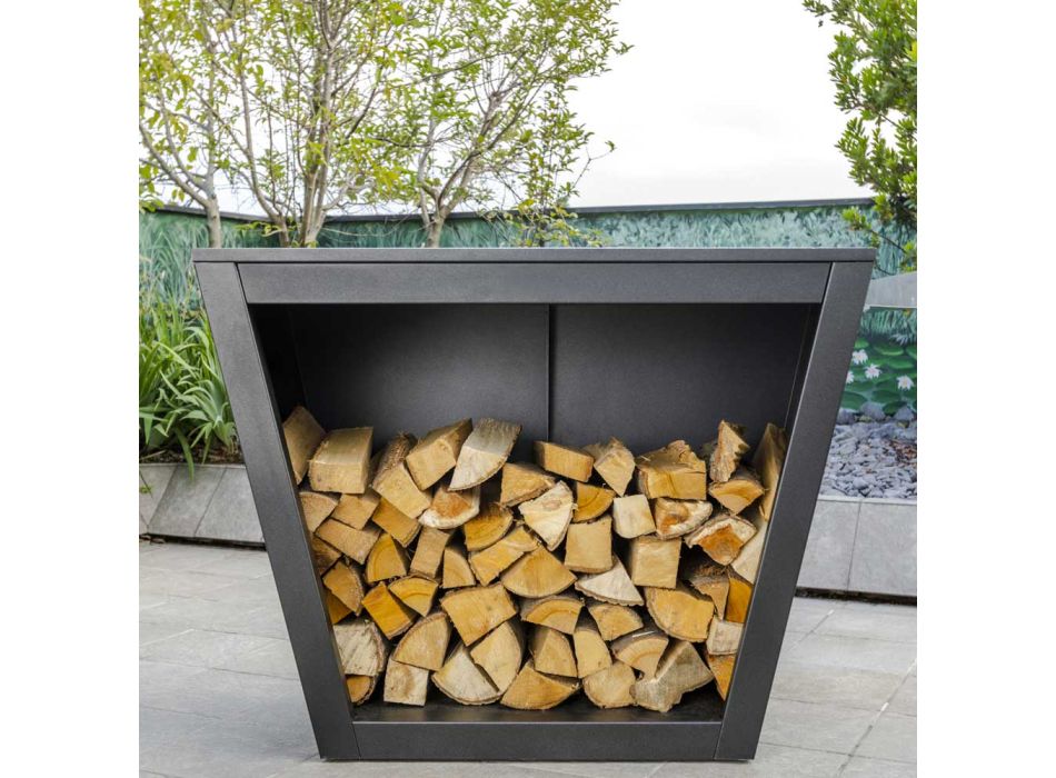 Binnen of buiten brandhout houder van Design met werkblad - Esplanade Viadurini
