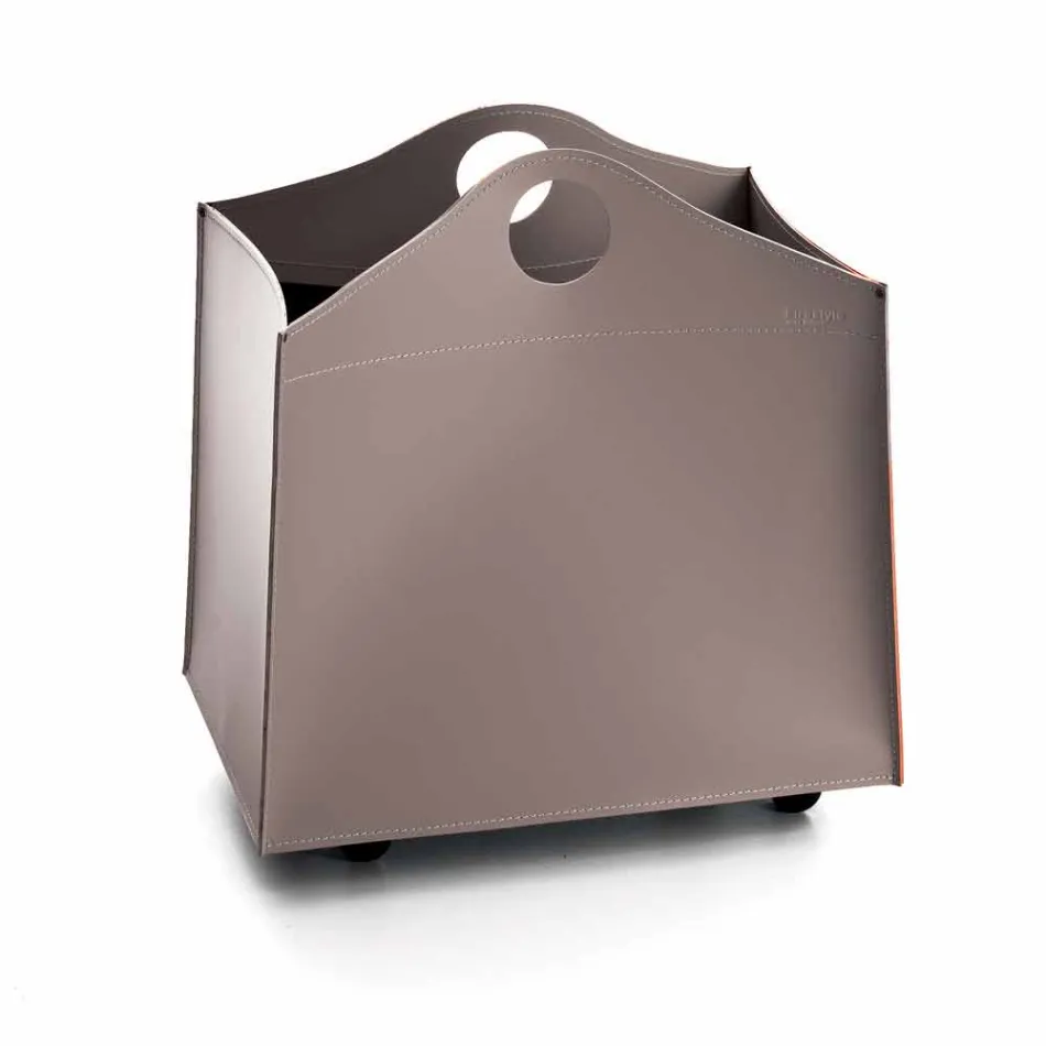 ontwerpen Portalegna antraciet leer met WoodBag wielen Viadurini