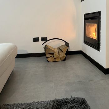 Black Steel Modern Indoor Log Holder Made in Italy - Libeccio