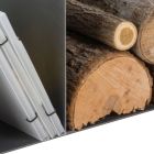 Design houtblokhouder voor binnen in grijs staal Made in Italy - Tramontana Viadurini
