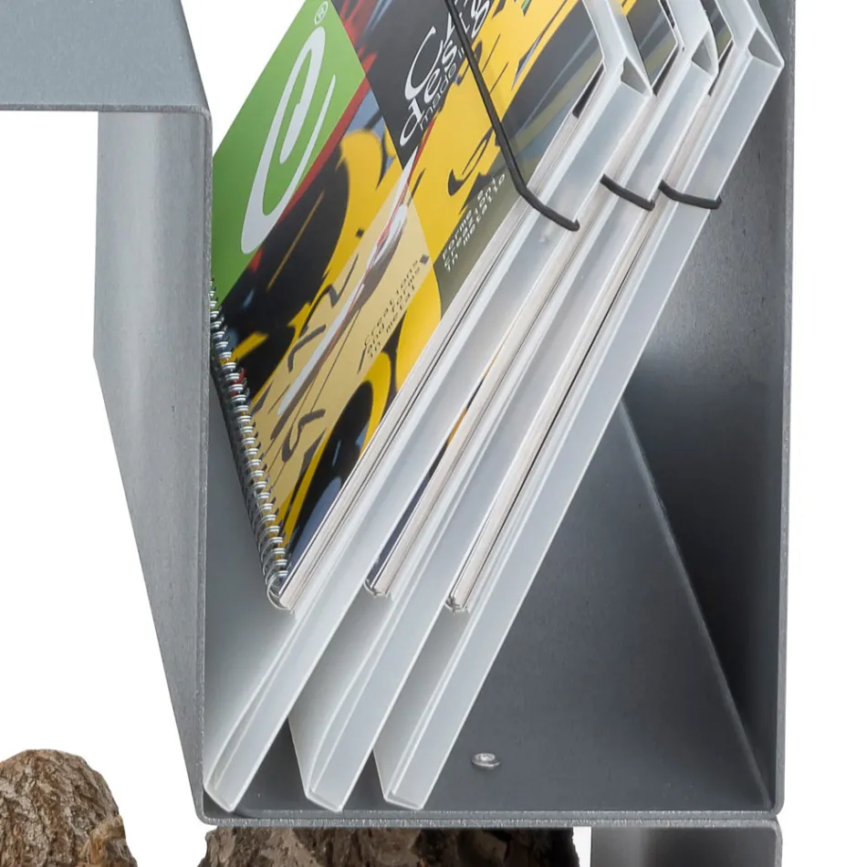 Design houtblokhouder voor binnen in grijs staal Made in Italy - Tramontana Viadurini