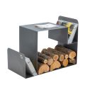 Design houtblokhouder voor binnen in grijs staal Made in Italy - Tramontana