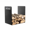 Moderne houten houder in zwart staal Minimal Design met gravure - Altano