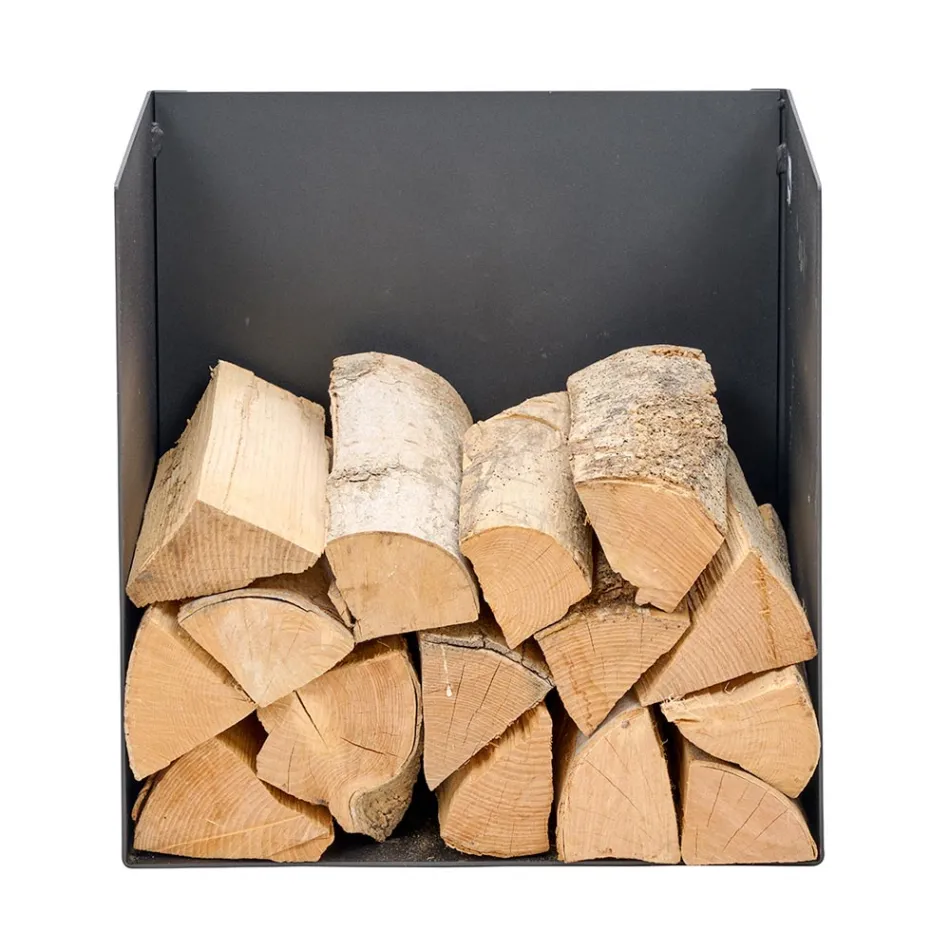 Haardhouthouder in zwart geverfd staal Gemaakt in Italië - Fiamme Viadurini