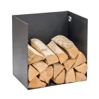 Haardhouthouder in zwart geverfd staal Gemaakt in Italië - Fiamme Viadurini