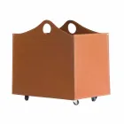 Portalegna gebonden leder met WoodBag wielen made in Italy Viadurini