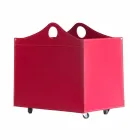 Portalegna gebonden leder met WoodBag wielen made in Italy Viadurini