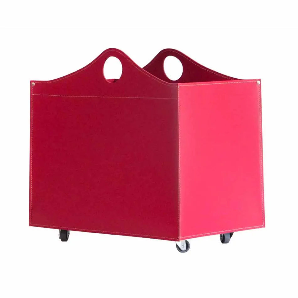 Portalegna gebonden leder met WoodBag wielen made in Italy Viadurini