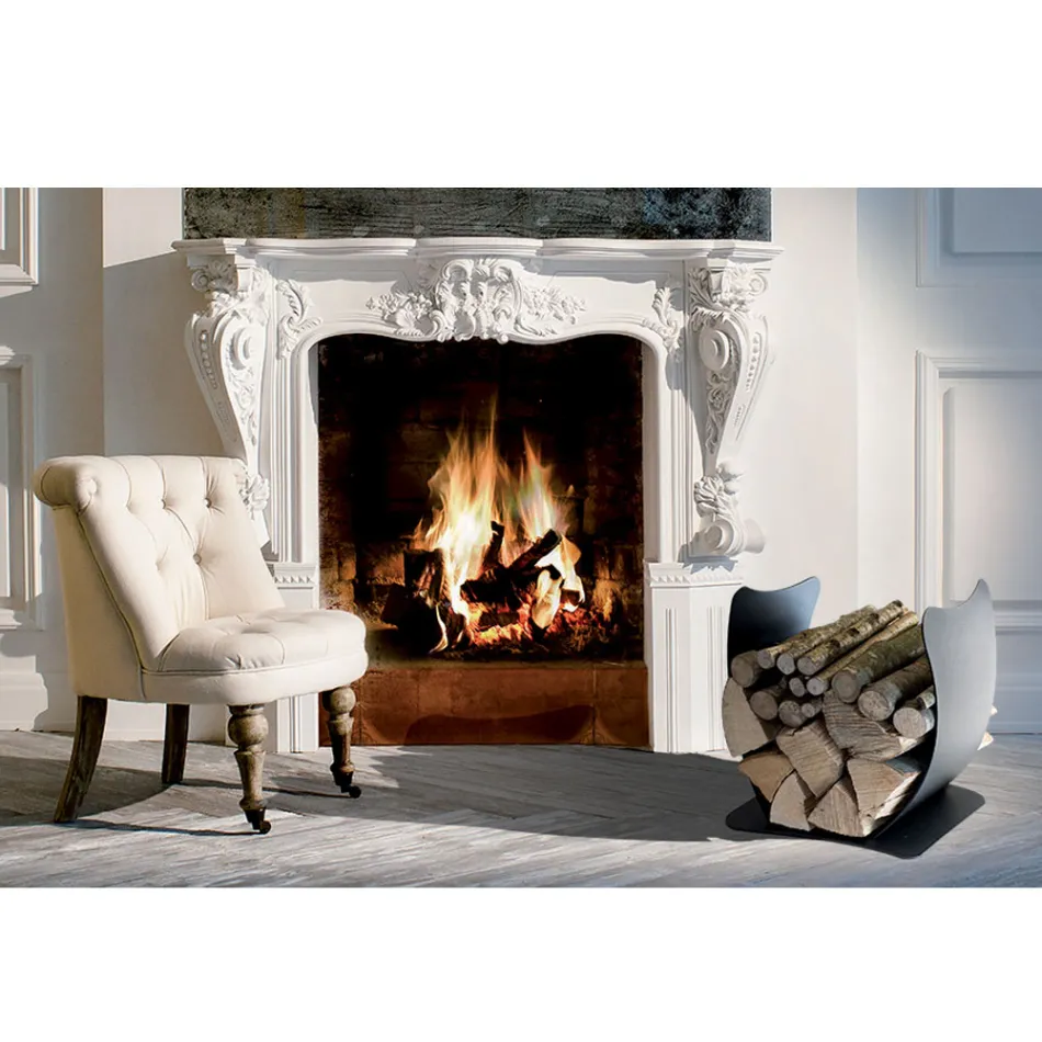 Interne brandhouthouder in gelakt staal Made in Italy - Leopoldo Viadurini