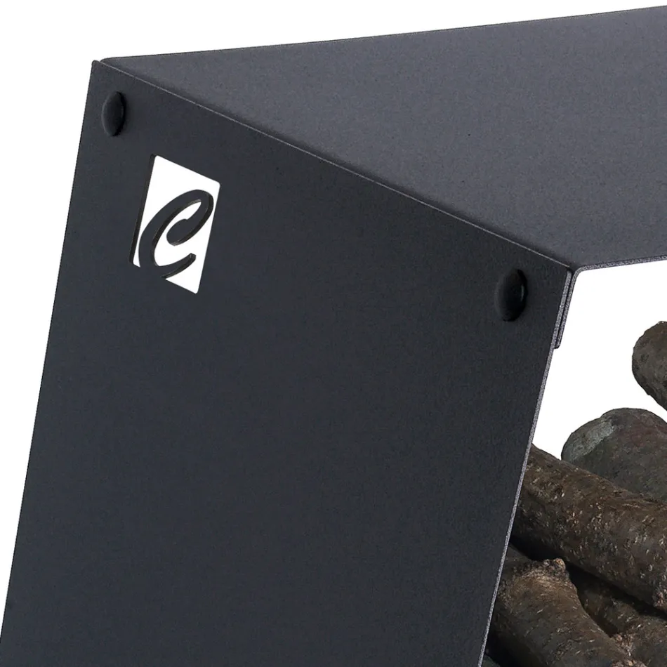 Moderne vloerhouten houder in gelakt staal Made in Italy - Demetra Viadurini