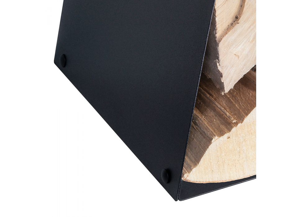 Moderne vloerhouten houder in gelakt staal Made in Italy - Demetra Viadurini