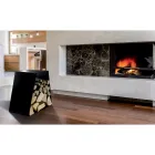 Moderne vloerhouten houder in gelakt staal Made in Italy - Demetra Viadurini