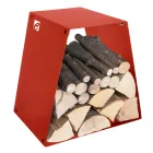 Moderne vloerhouten houder in gelakt staal Made in Italy - Demetra Viadurini