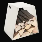 Moderne vloerhouten houder in gelakt staal Made in Italy - Demetra Viadurini