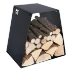 Moderne vloerhouten houder in gelakt staal Made in Italy - Demetra Viadurini