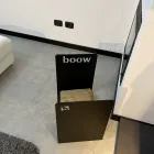 Moderne houten houder in zwart staal Minimal Design met gravure - Altano Viadurini