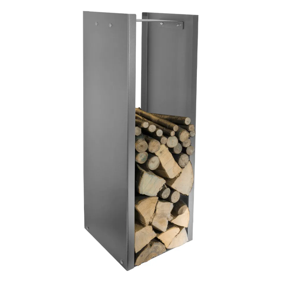 Moderne houtblokhouder in gelakt staal Made in Italy - Patrik Viadurini