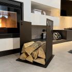 Moderne brandhouthouder in zwart staal voor binnenontwerp - Scirocco Viadurini