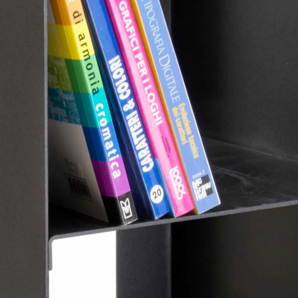 Zwarte moderne houten binnenhouder met planken gemaakt in Italië - Cauro1 Viadurini