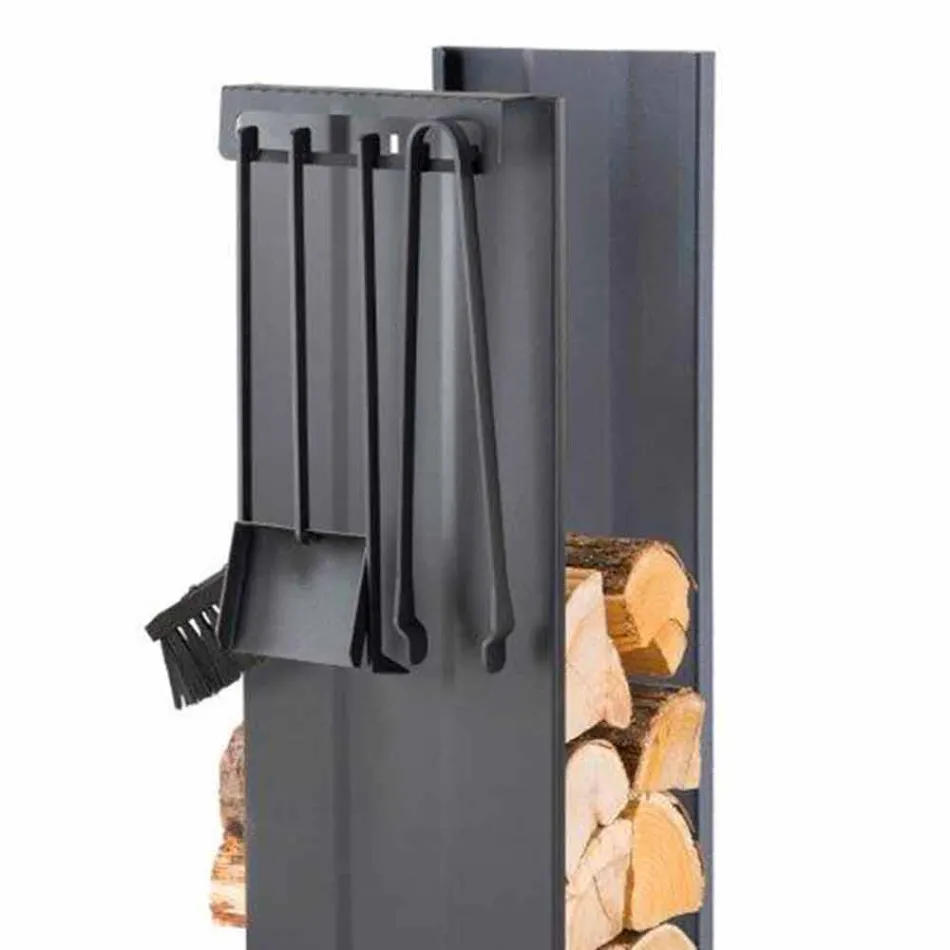 Design brandhouthouder met 4 interieurgereedschappen Made in Italy - Janet Viadurini