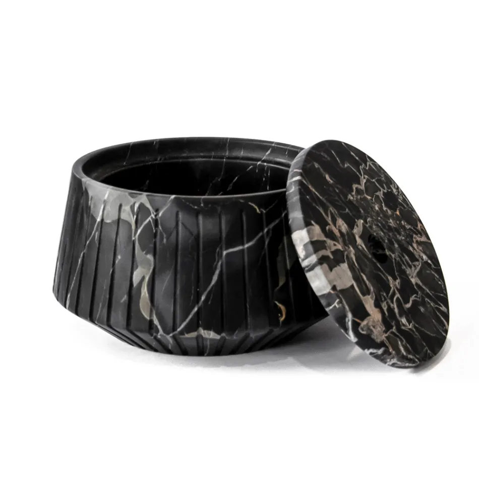 Wit Carrara Marmer of Zwart Portoro Design Gestreepte Opberger - Cairo Viadurini