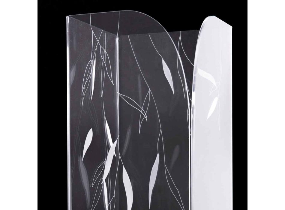 Design paraplubak in transparant plexiglas met gegraveerde bladeren - Kanno Viadurini