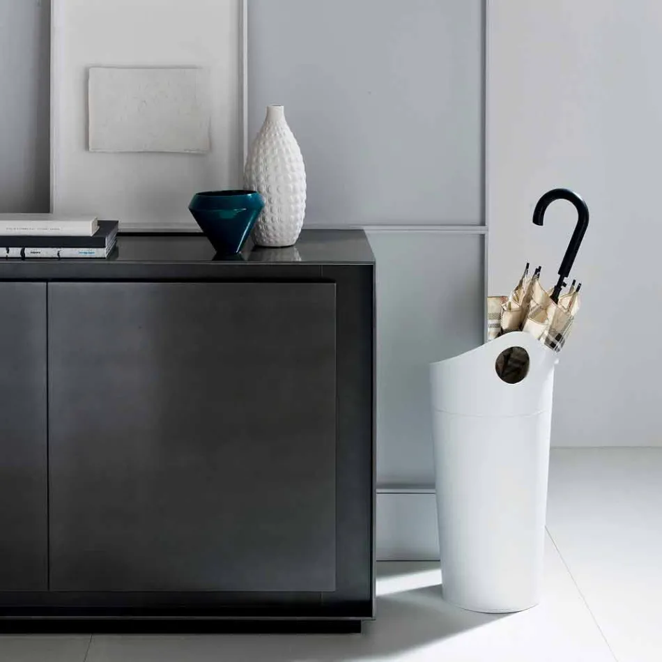 Paraplubak in geregenereerd leer van het handgemaakte ontwerp van Pluvia Viadurini