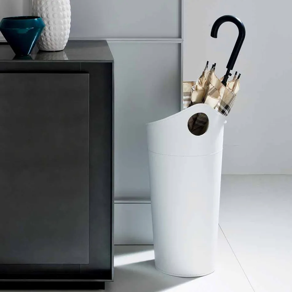 Paraplubak in geregenereerd leer van het handgemaakte ontwerp van Pluvia Viadurini