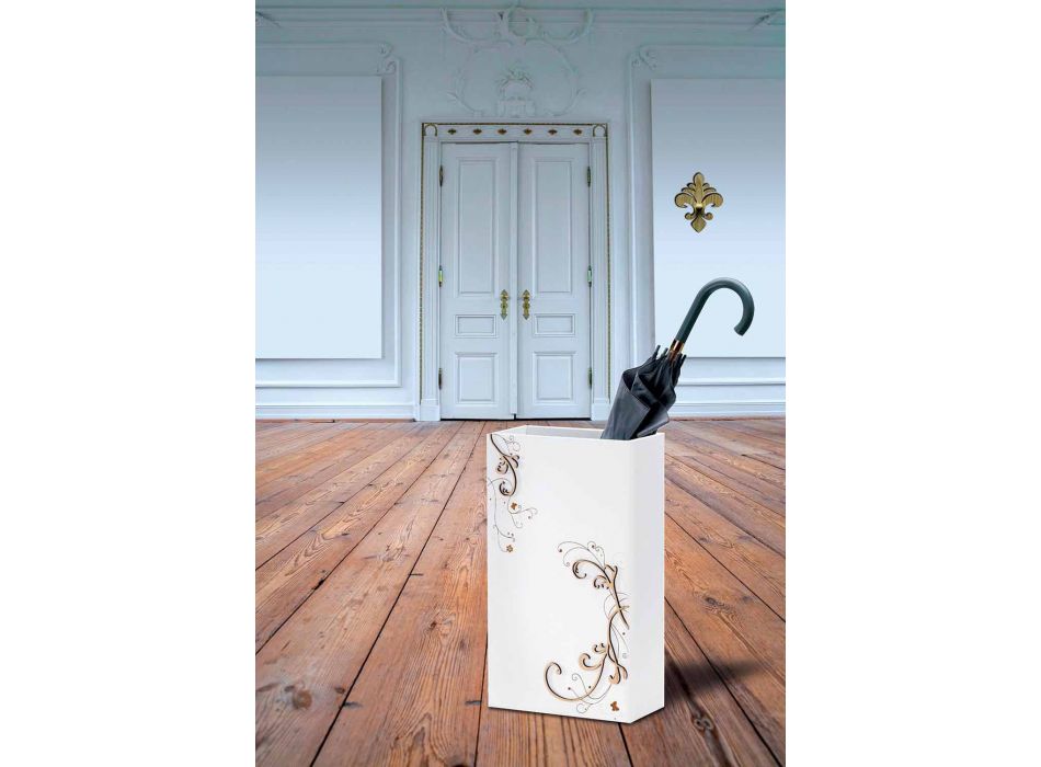 Moderne elegante paraplubak in donker of wit hout met decoraties - poëzie Viadurini