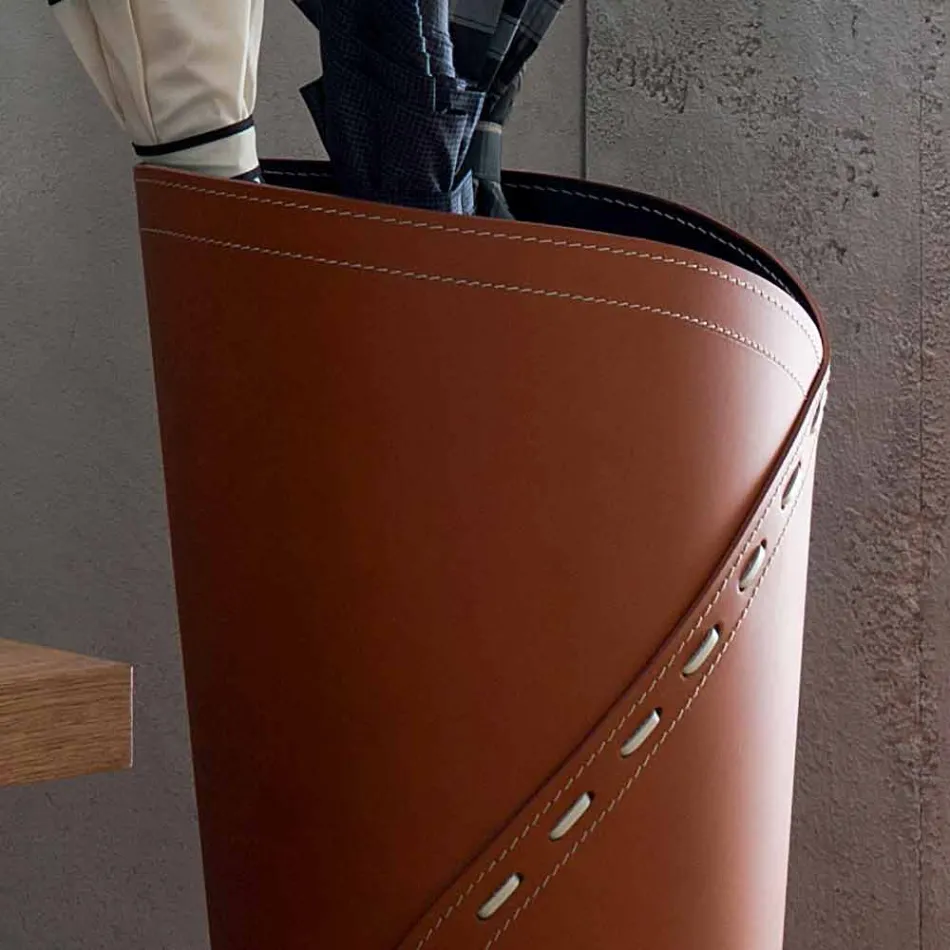 Moderne paraplubak in geregenereerd Katrina-leer, gemaakt in Italië Viadurini