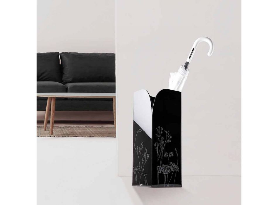 Moderne paraplubak in zwart of transparant plexiglas met gravure - Florinto Viadurini