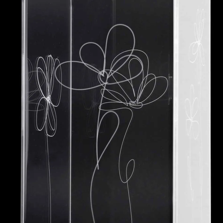 Doorzichtige plastic paraplubak met gegraveerde gestileerde bladeren - Florino Viadurini