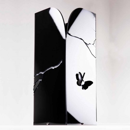 Paraplubak van zwart plexiglas met 3D-gravures en decoraties, modern design - Farfo Viadurini