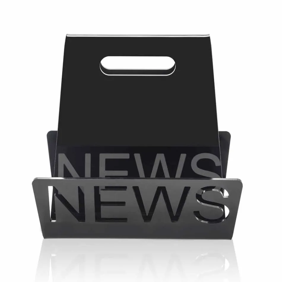 Tijdschriftenrek in zwart of transparant plexiglasontwerp Gemaakt in Italië - Omar Viadurini