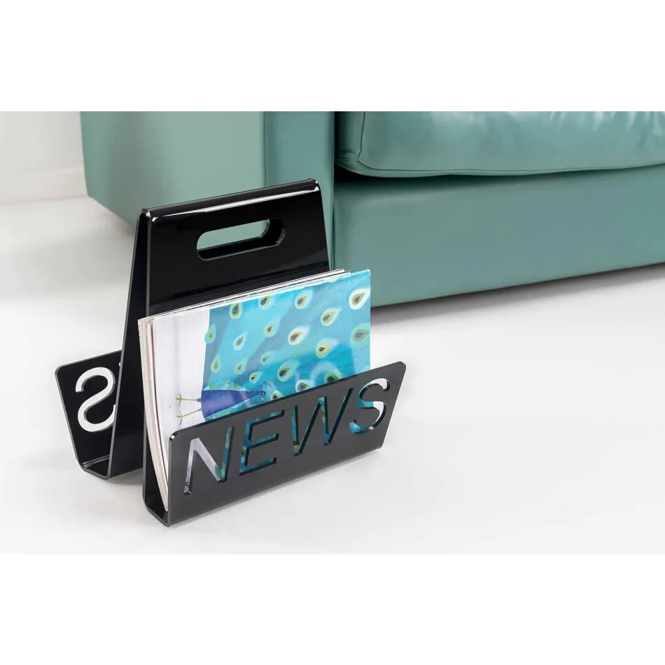 Tijdschriftenrek in zwart of transparant plexiglasontwerp Gemaakt in Italië - Omar Viadurini