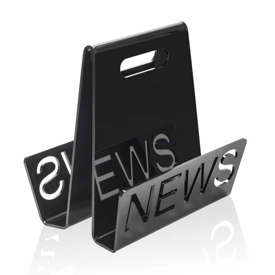 Tijdschriftenrek in zwart of transparant plexiglasontwerp Gemaakt in Italië - Omar Viadurini