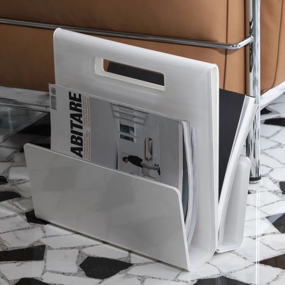 Woonkamer tijdschriftenrek in gekleurd acrylkristal Made in Italy - Osafo Viadurini