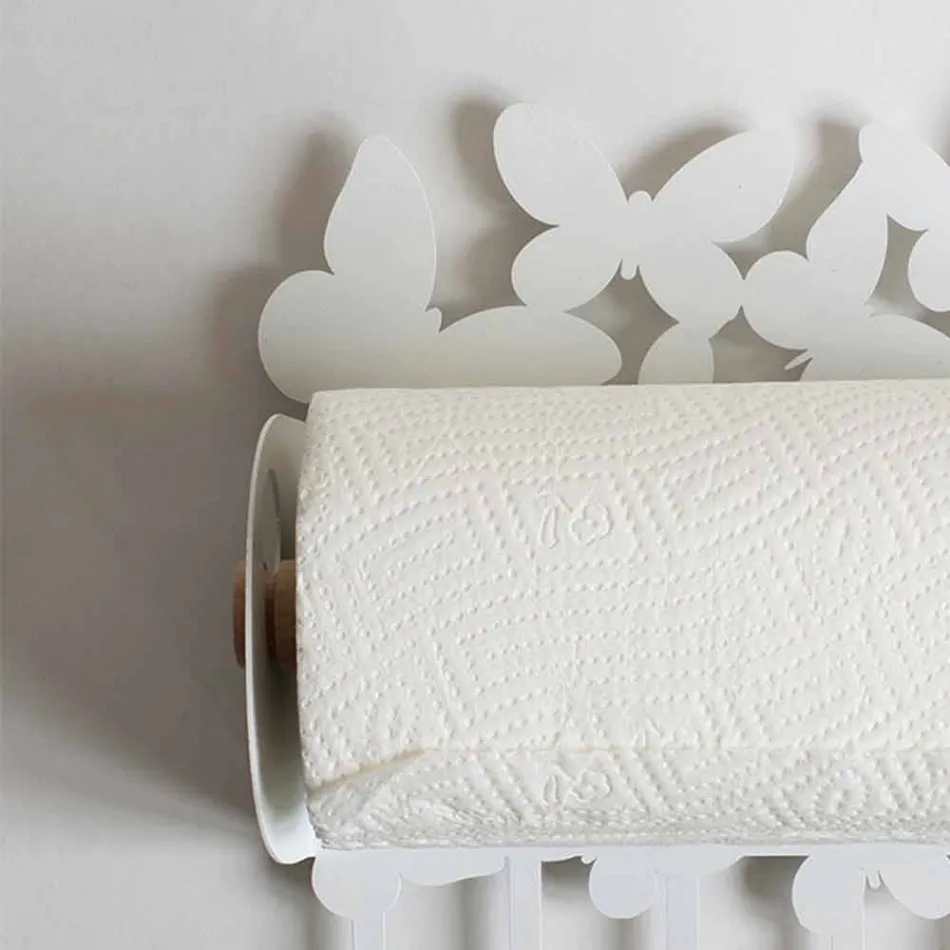 Wandrolhouder in wit of beige ijzer Made in Italy - Leiden Viadurini