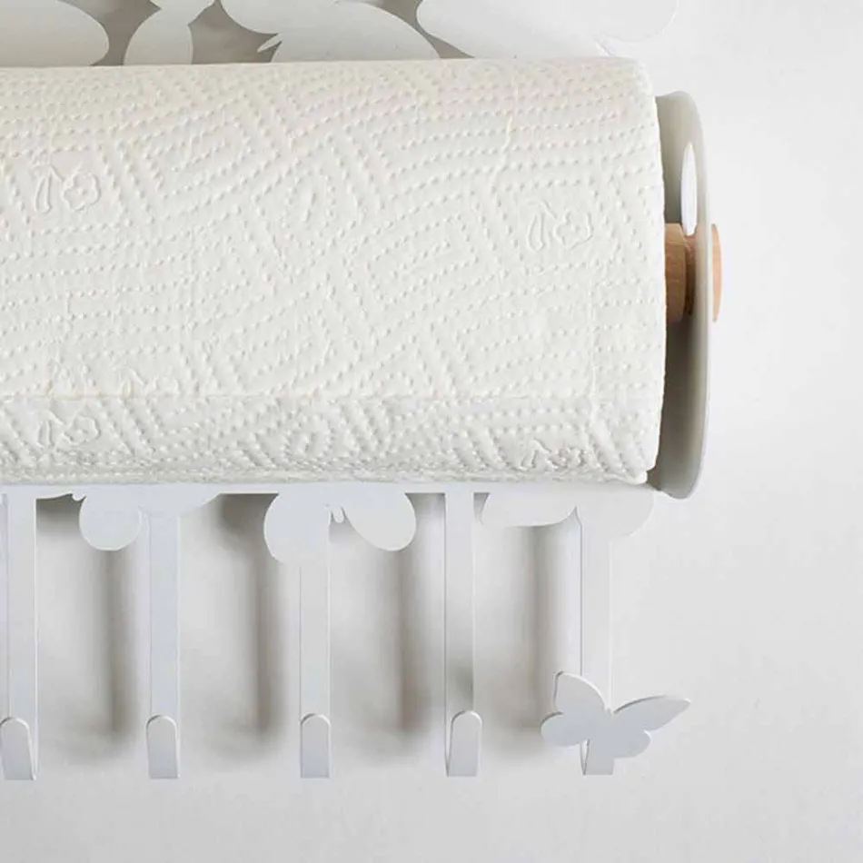 Wandrolhouder in wit of beige ijzer Made in Italy - Leiden Viadurini