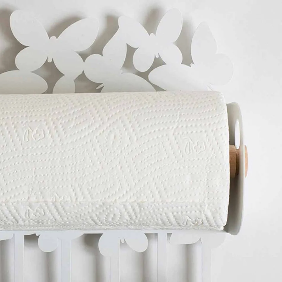 Wandrolhouder in wit of beige ijzer Made in Italy - Leiden Viadurini