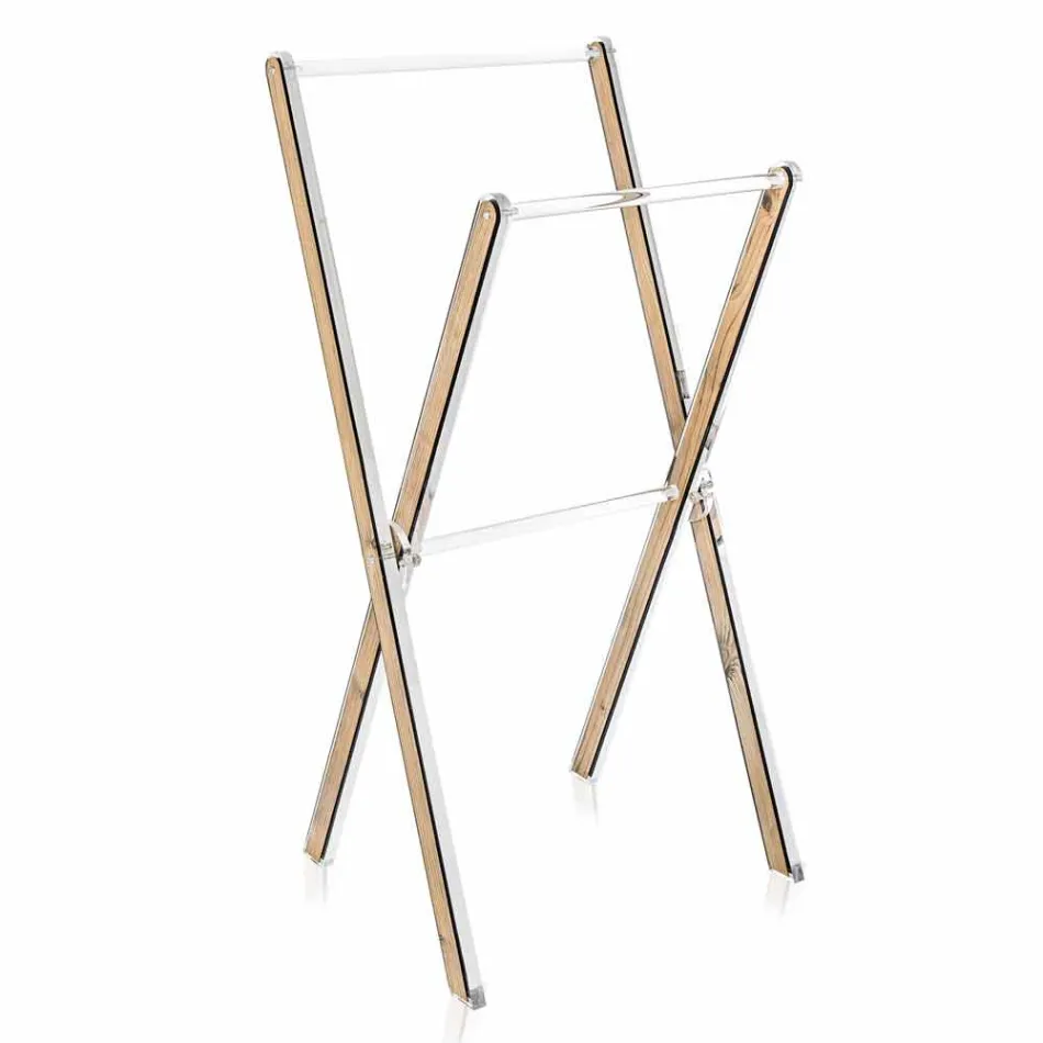 Design vloerhanddoekenrek in transparant plexiglas of met hout - Stendio Viadurini