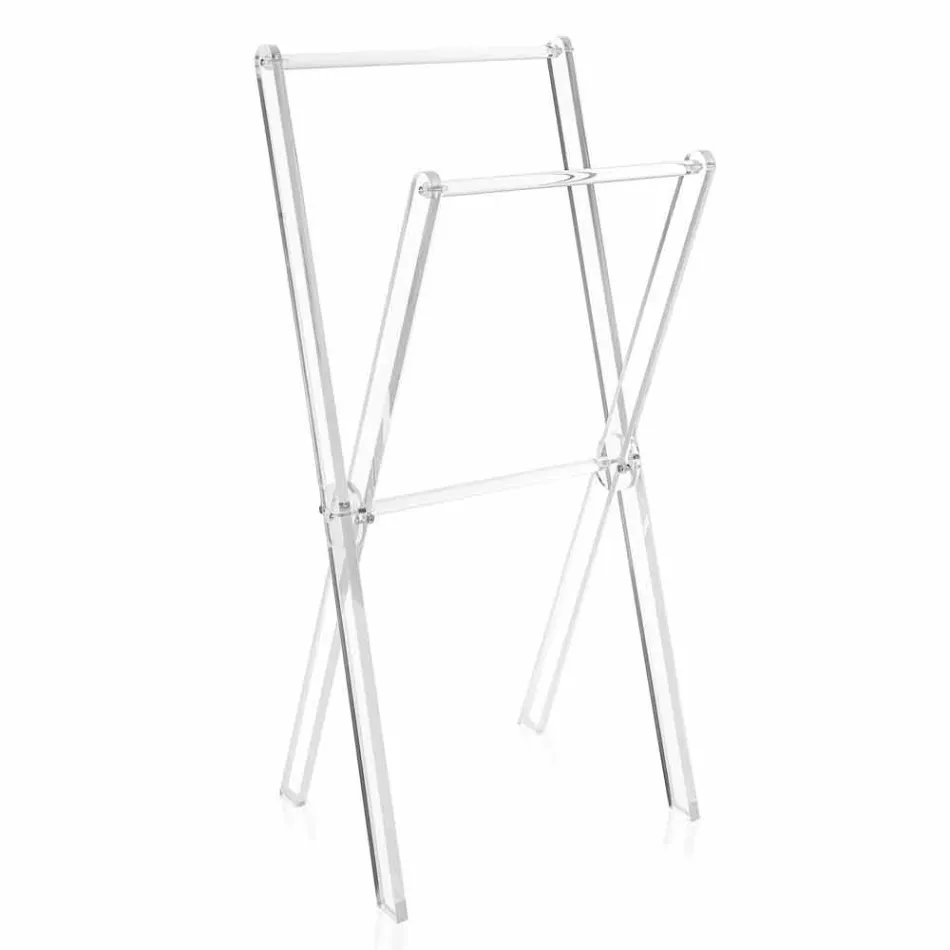 Design vloerhanddoekenrek in transparant plexiglas of met hout - Stendio Viadurini