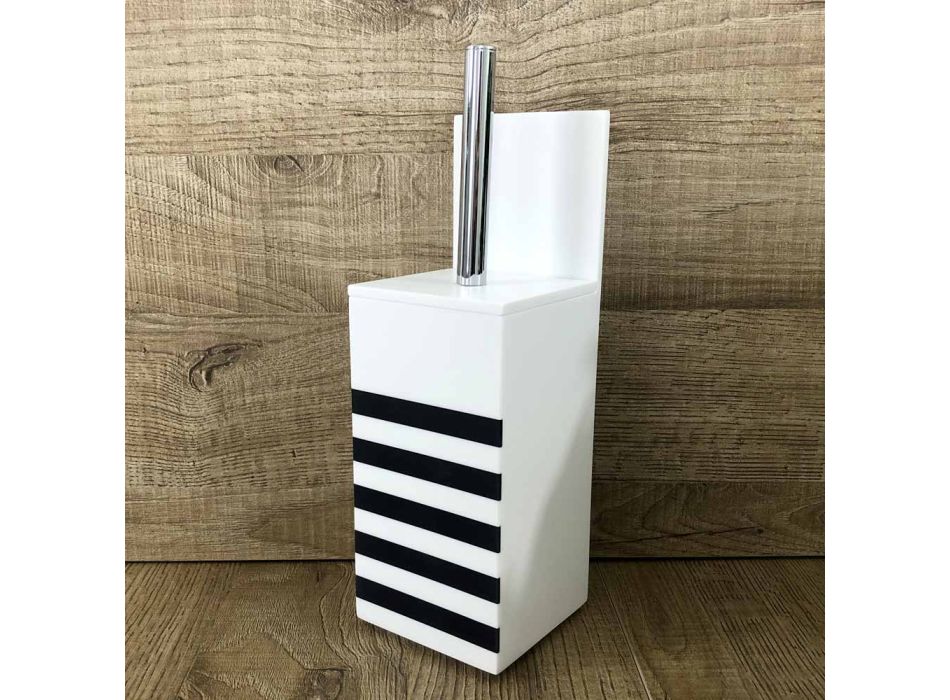 Toiletborstelhouder in wit Corian of met zwart inzetstuk Made in Italy - Elono Viadurini
