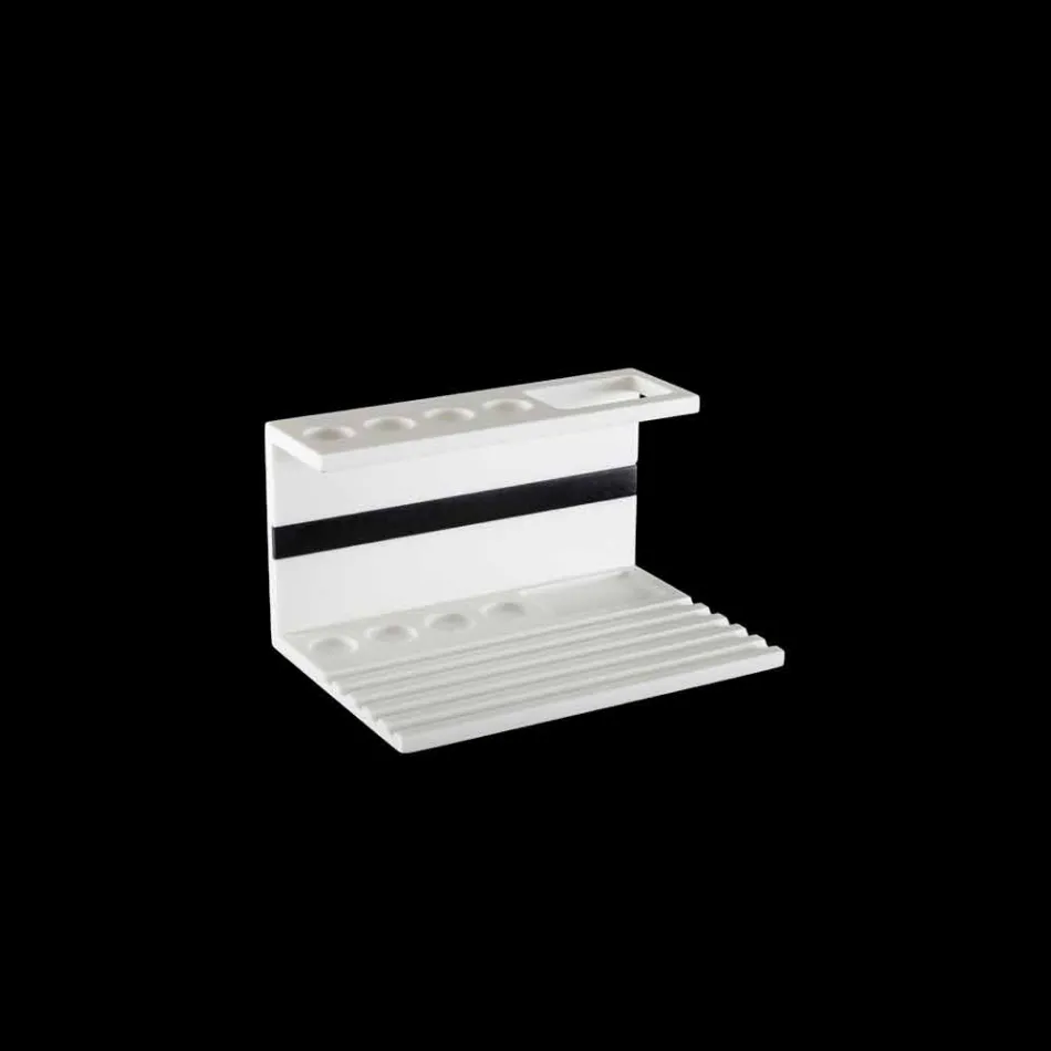 Tandenborstelhouder in wit of zwart Corian, design badkameraccessoire - Elono Viadurini