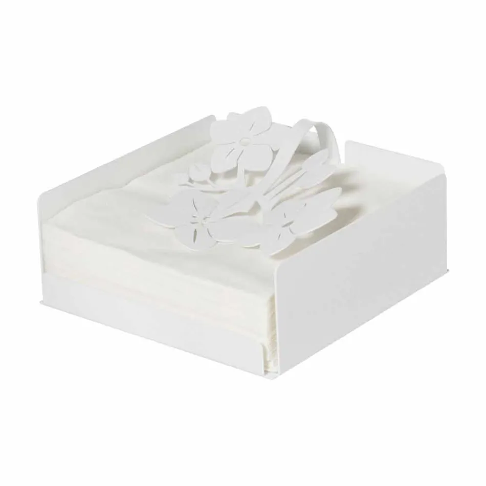 Moderne servethouder met lage bloemen in ijzerblauw, wit of modder - Marken Viadurini