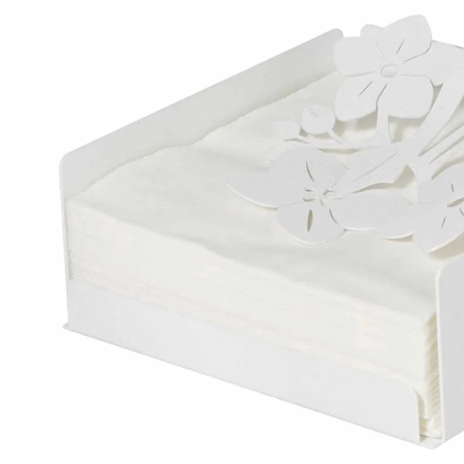 Moderne servethouder met lage bloemen in ijzerblauw, wit of modder - Marken Viadurini