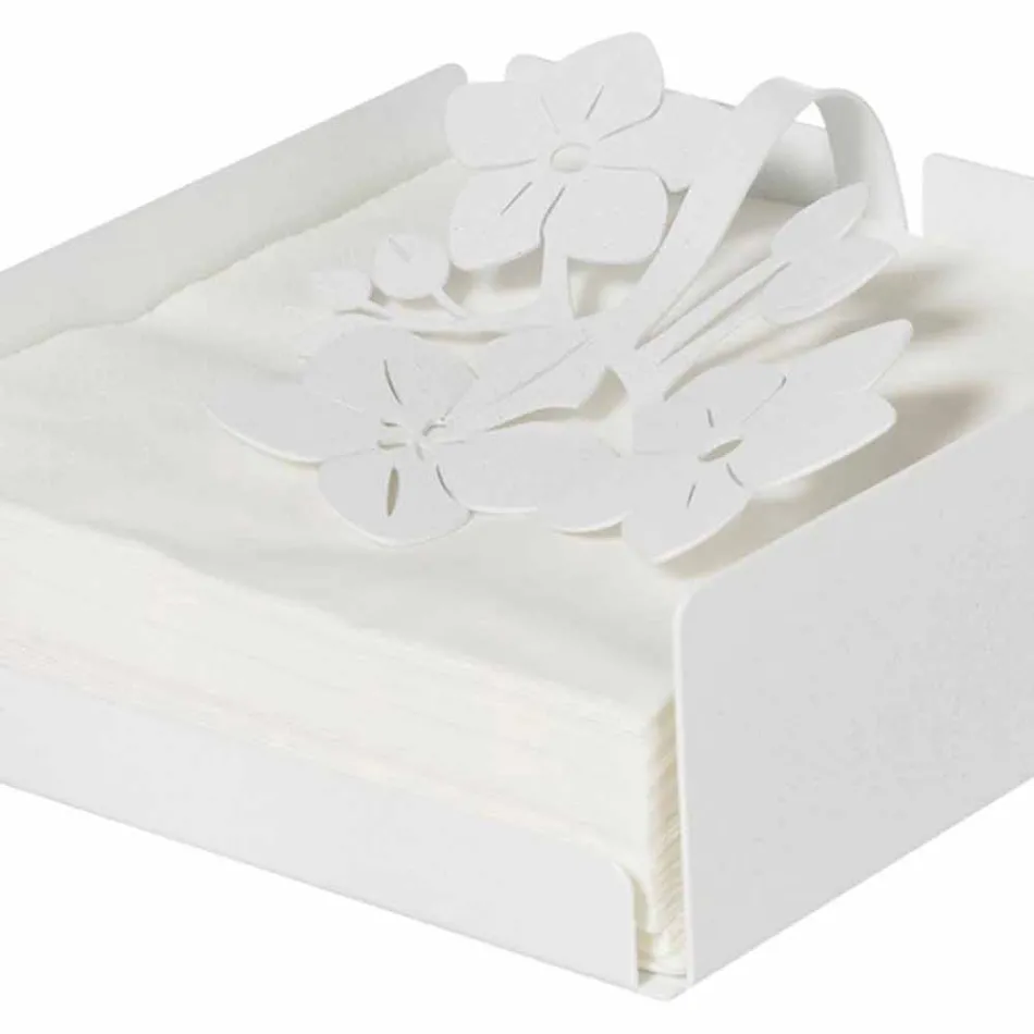 Moderne servethouder met lage bloemen in ijzerblauw, wit of modder - Marken Viadurini