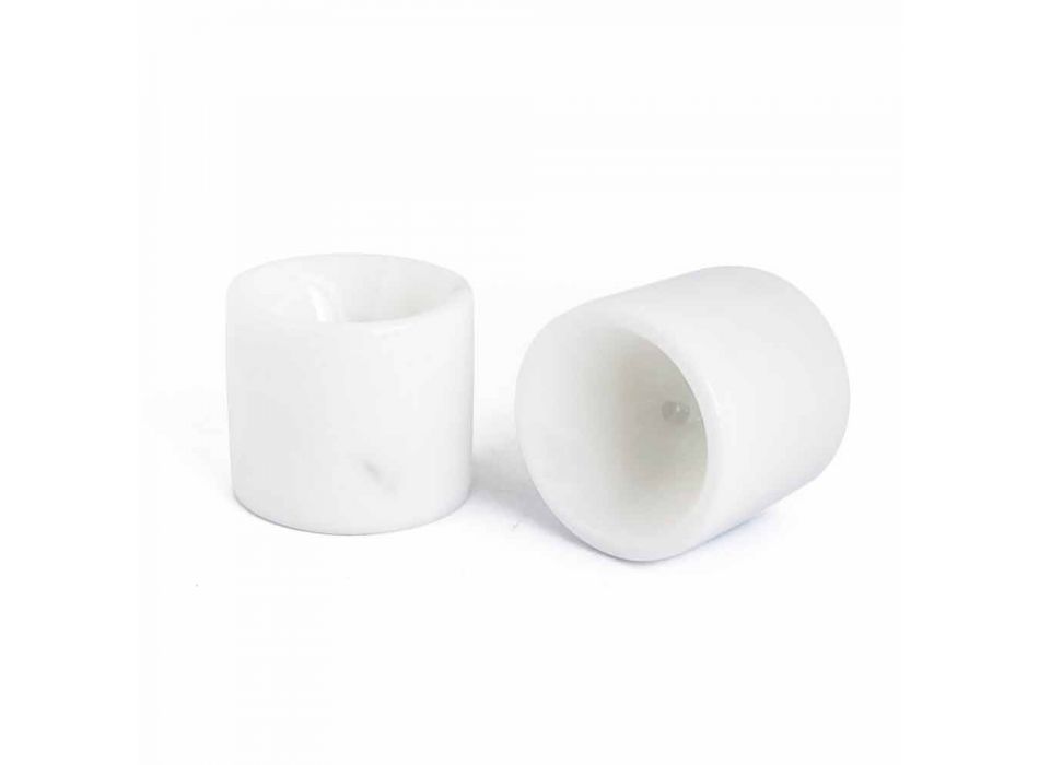 Design eierdopje in wit Carrara-marmer gemaakt in Italië, 2 stuks - Picca Viadurini