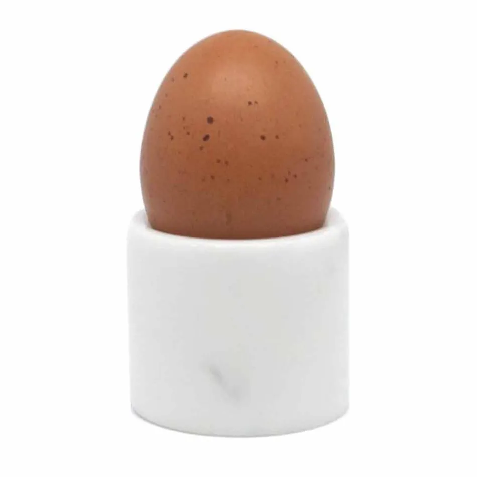 Design eierdopje in wit Carrara-marmer gemaakt in Italië, 2 stuks - Picca Viadurini