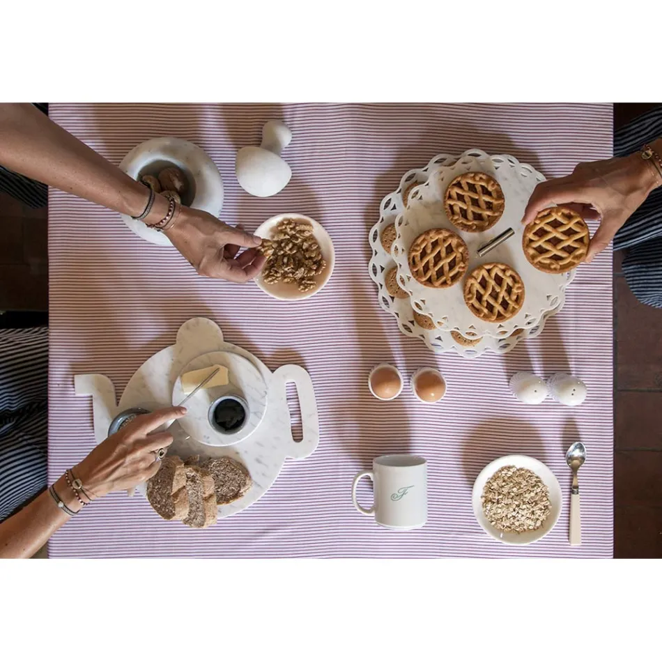 Design eierdopje in wit Carrara-marmer gemaakt in Italië, 2 stuks - Picca Viadurini